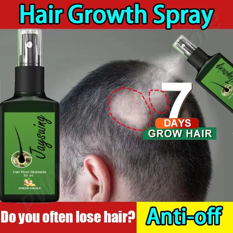 Spray rapide pour la croissance des cheveux au gingembre, Anti-chute des racines, sérum pour la repousse des cheveux, réparation endommagée du cuir chevelu, produits de soins nourrissants pour femmes et hommes