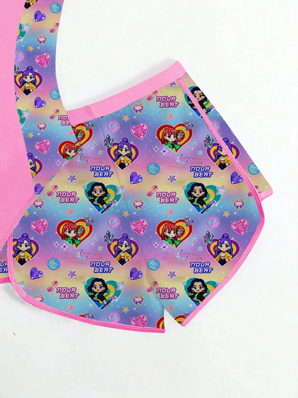 Ensemble de maillot de bain et short pour filles à imprimé anime K-POP en 2 pièces, protection UV UPF 50+, maillot de bain de plage d'été