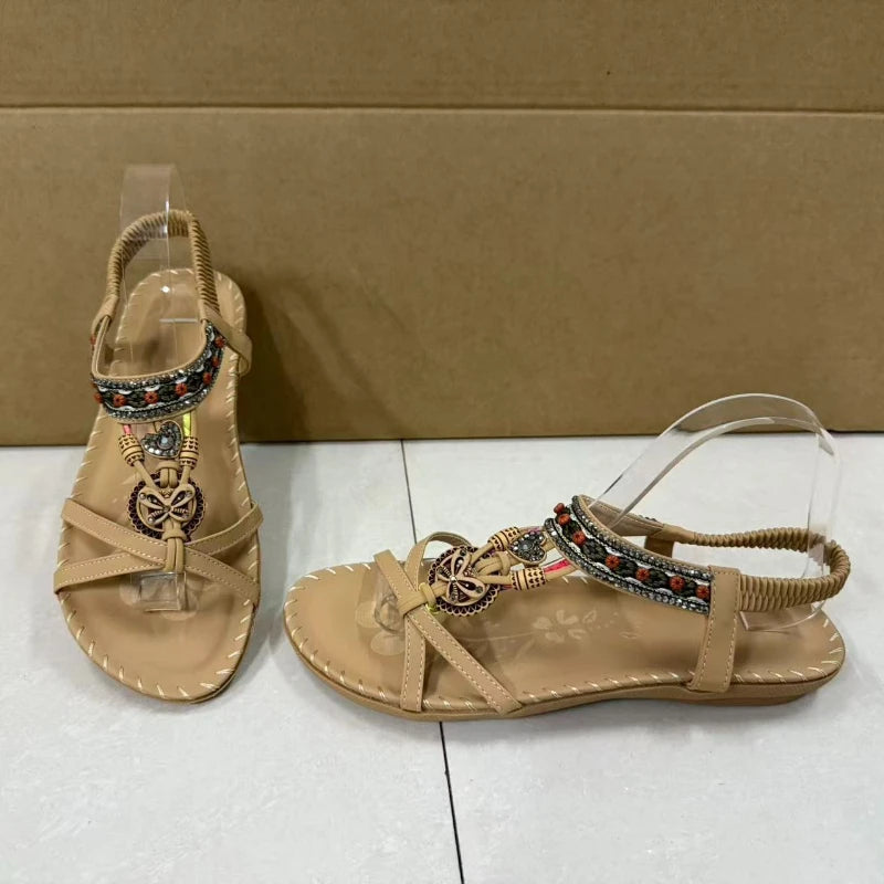 Sandales pour femmes sandales bohème en plein air semelle souple sandales de plage plate-forme légère femmes chaussures décontractées plat grande taille sandale