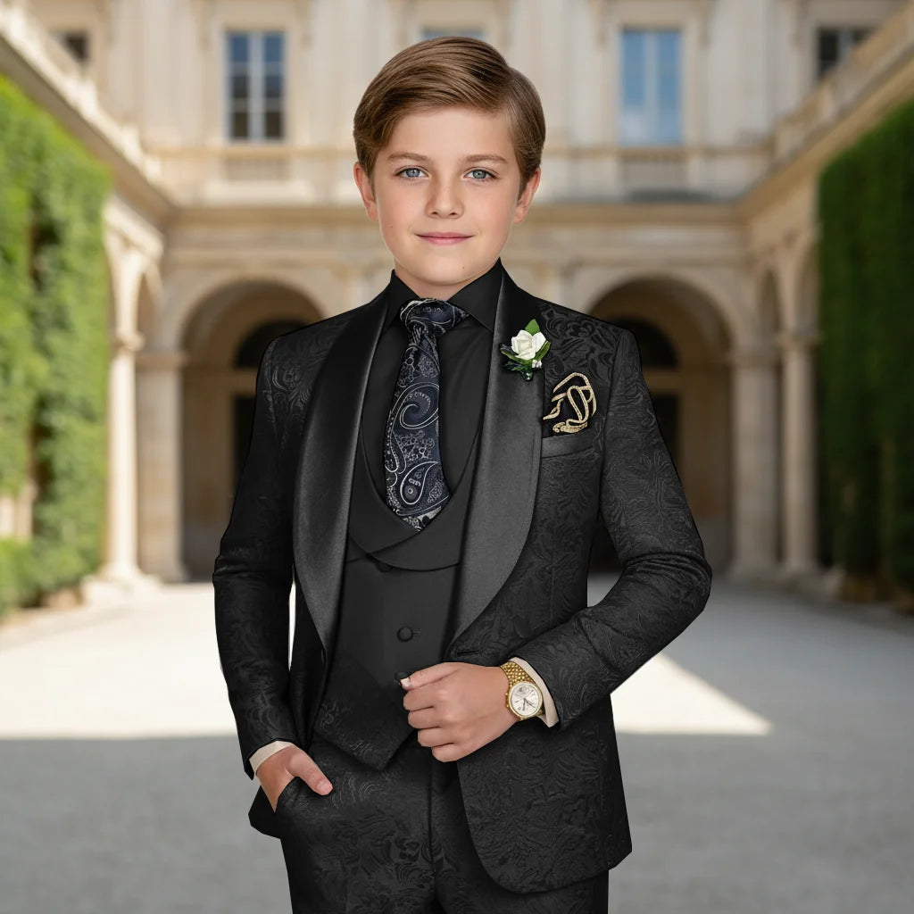 Costume de mariage élégant pour garçons, design italien, smoking champagne, veste, gilet et pantalon, ensemble 3 pièces pour fête et bal de promo.