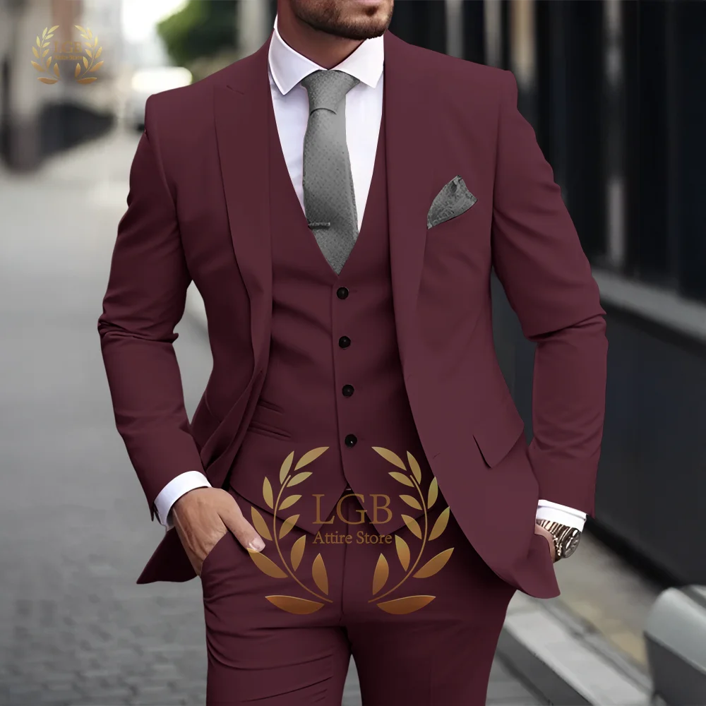 Costume 3 pièces kaki pour hommes, classique, revers, Business, formel, mariage, marié, coupe cintrée, élégant, Style Gentleman, Blazer à la mode
