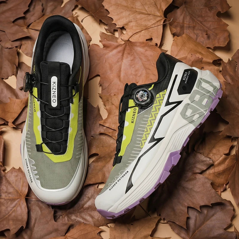Chaussures de randonnée pour hommes, légères, respirantes, en mesh, chaussures de marche décontractées, design à boucle rotative