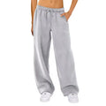 Pantalon de survêtement large à taille mi-haute avec cordon de serrage pour femme, pantalon long droit et ample avec poches latérales