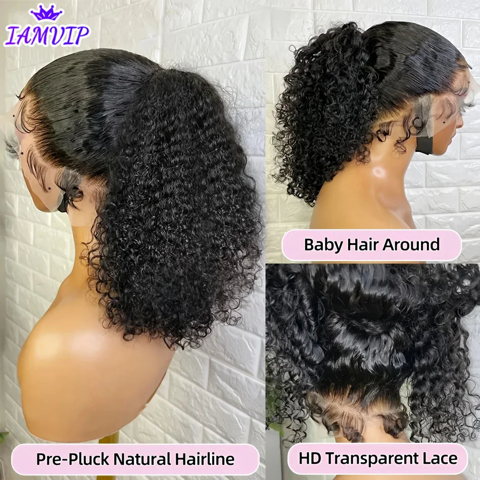 Invisi sangle haute densité 360 Full HD dentelle frontale bouclée perruque d'eau noir cheveux humains cordon confortable 30 pouces perruque d'eau porter pour aller