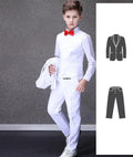 Ensemble de photographie de baptême blanc pour garçons de fleurs, robe de smoking d'anniversaire pour adolescents, costume de scène de remise des diplômes pour enfants, fête de mariage pour enfants
