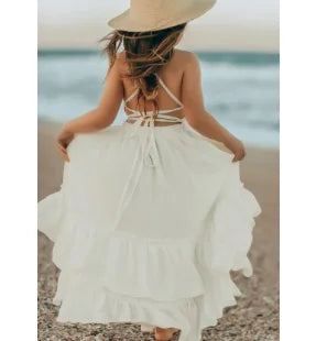 Robe pour filles Printemps-Été 2026 Nouvelle collection Vêtements pour enfants Style coréen Robe fluide dos nu pour bébé fille élégante
