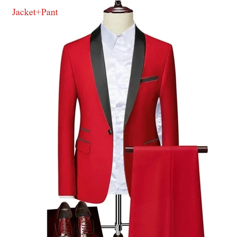 Ensemble de costume noir à revers pour hommes, manteau, gilet, pantalon/affaires pour garçons d'honneur, robe de mariée, pantalon Blazer Fprmal
