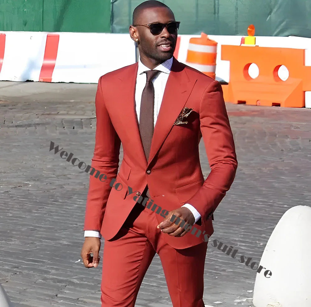 Costumes Slim Fit pour hommes, Irritation y, Vestes d'affaires formelles, Costumes de mariage bordeaux, Garçons de mariage, Deux pièces, GroomTIME Imbibé