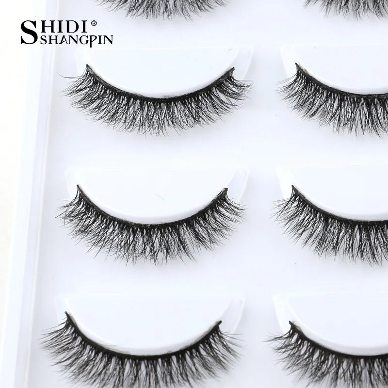 Cils 3D en faux vison X05, cils postiches volumineux et légers, 5 paires réutilisables, cils doux et volumineux, aspect naturel pour le maquillage quotidien et les soirées