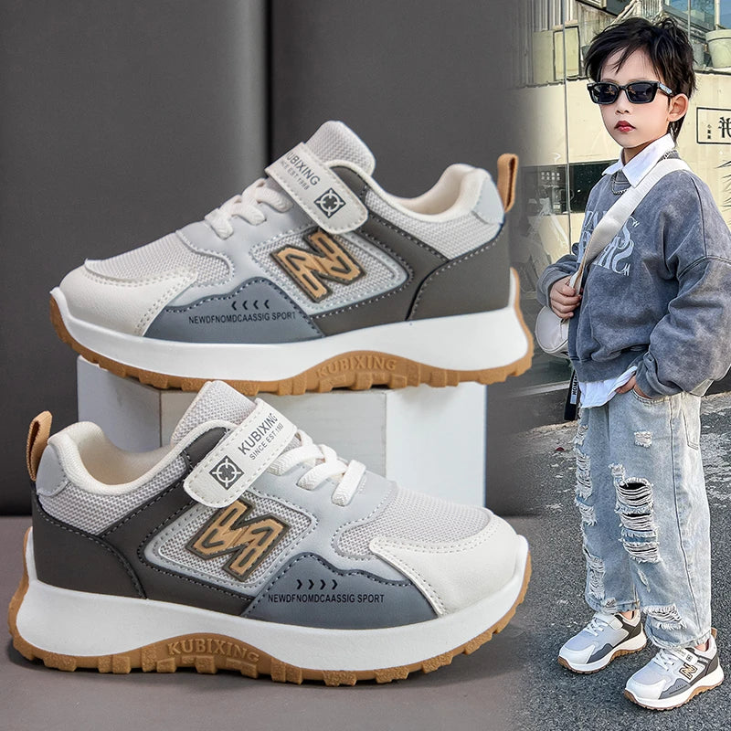 Baskets pour enfants, design tendance, blanches, antidérapantes, décontractées, pour garçons et filles, à scratchs, respirantes, chaussures d'extérieur pour tout-petits