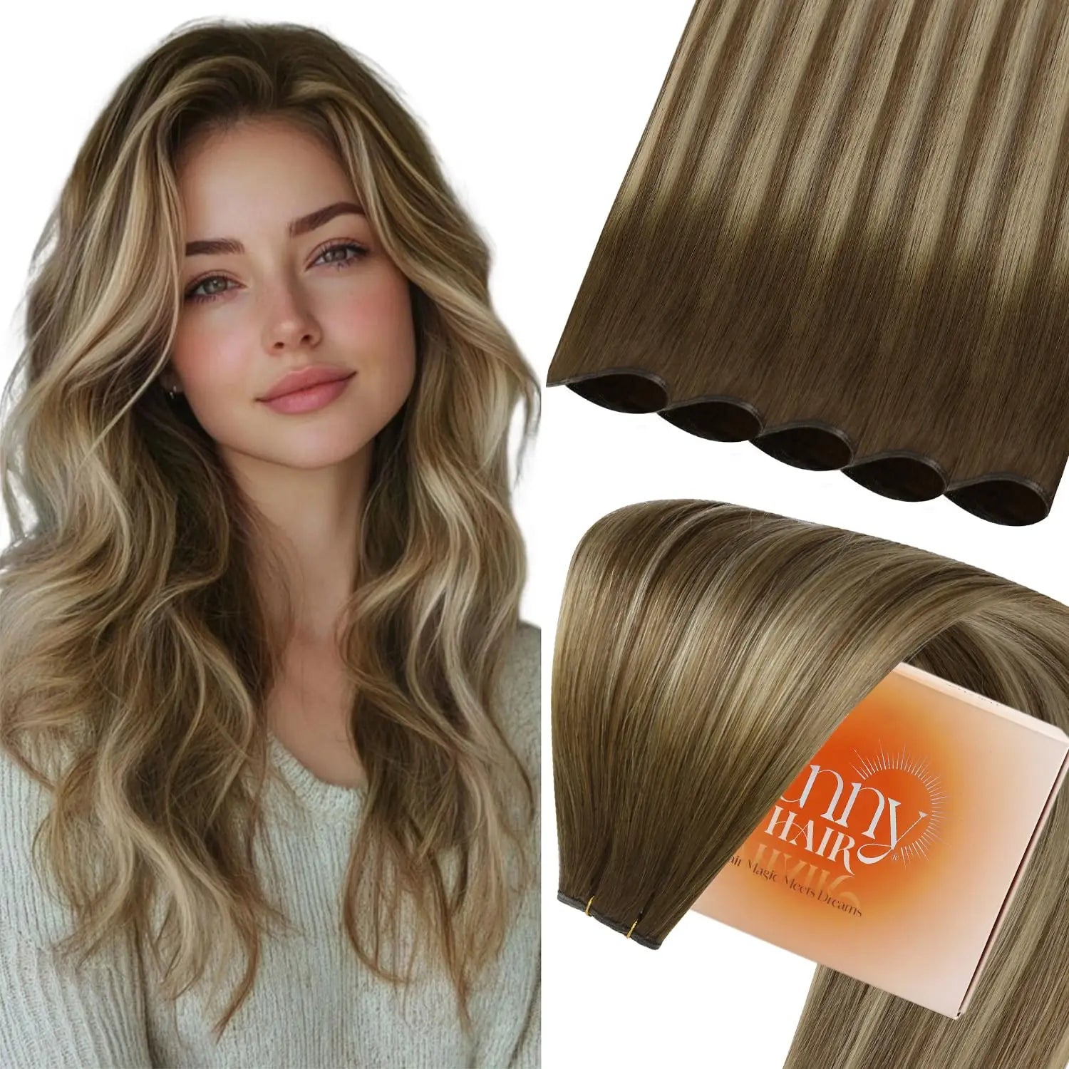 Sunny Hair Genius trame Extensions de cheveux cheveux humains coudre dans les Extensions génie trames de cheveux humains cheveux brésiliens pour les femmes