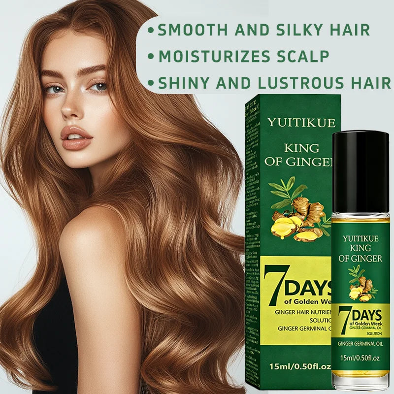 YUITIKUE King of Ginger Huile Germinale 7 Jours - Sérum de Croissance Capillaire Solution Nutritive au Gingembre pour des Cheveux Plus Épais et Plus Volumineux