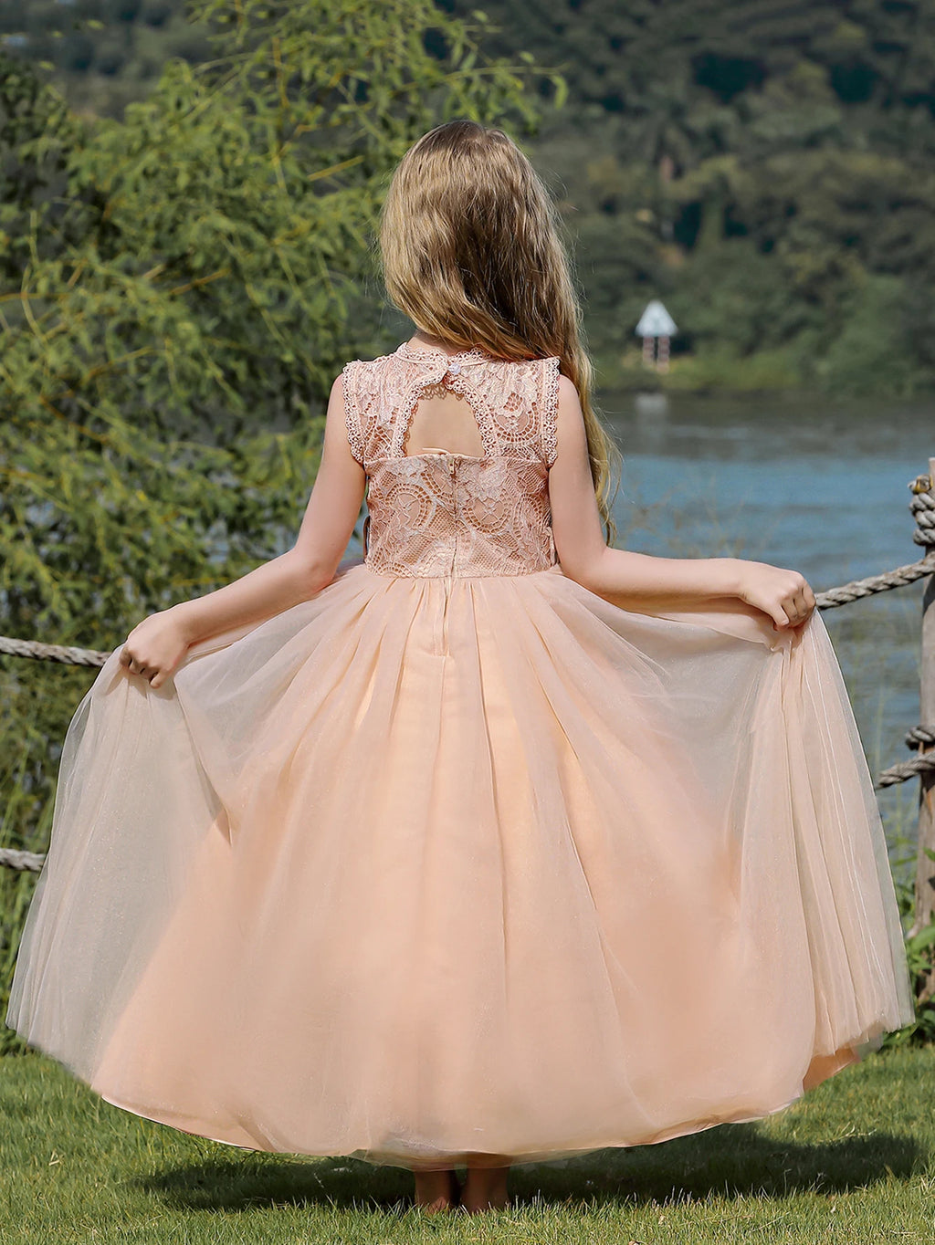 Robe de soirée Champagne pour filles, sans manches, robe de bal de danse, broderie, mariage, anniversaire, luxe, princesse, dos nu, vente en gros