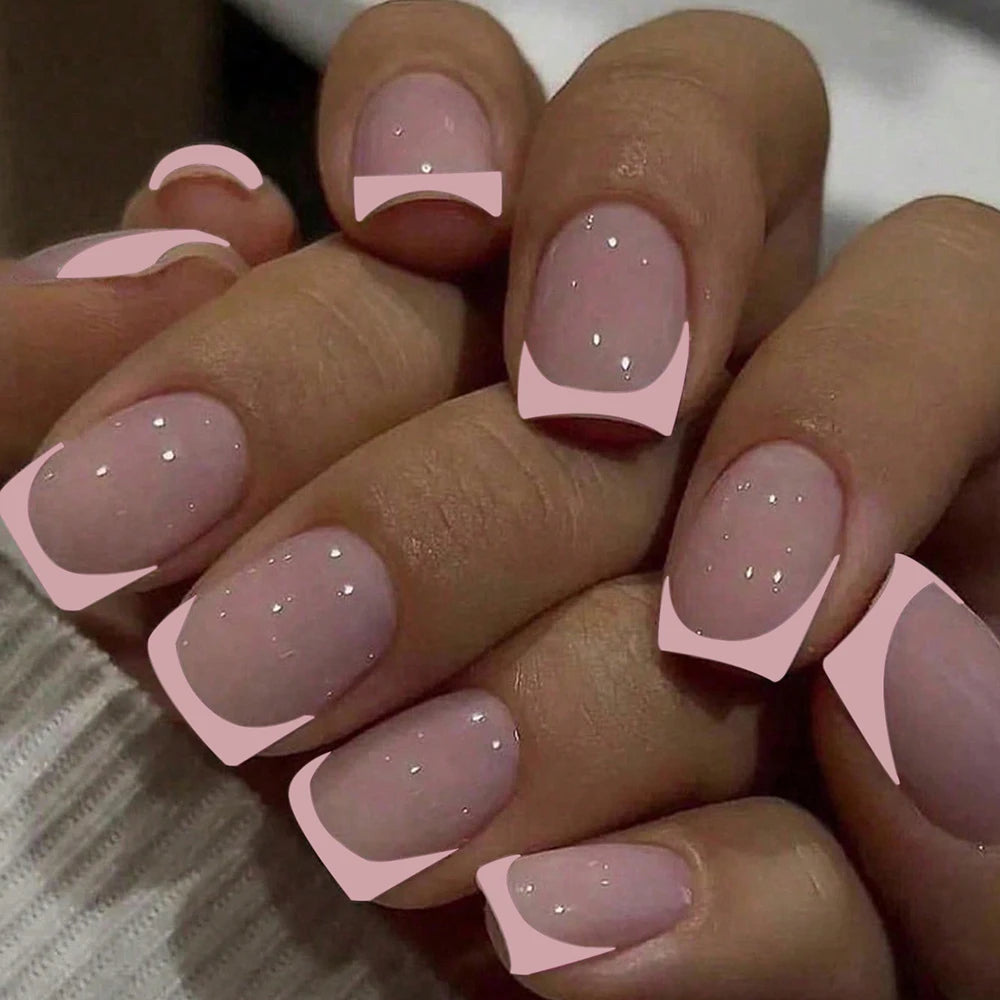 24 pièces/ensemble faux ongles carrés courts pour femmes mignon mariée coeur blanc français conseils faux ongles y2k presse sur faux ongles fournitures