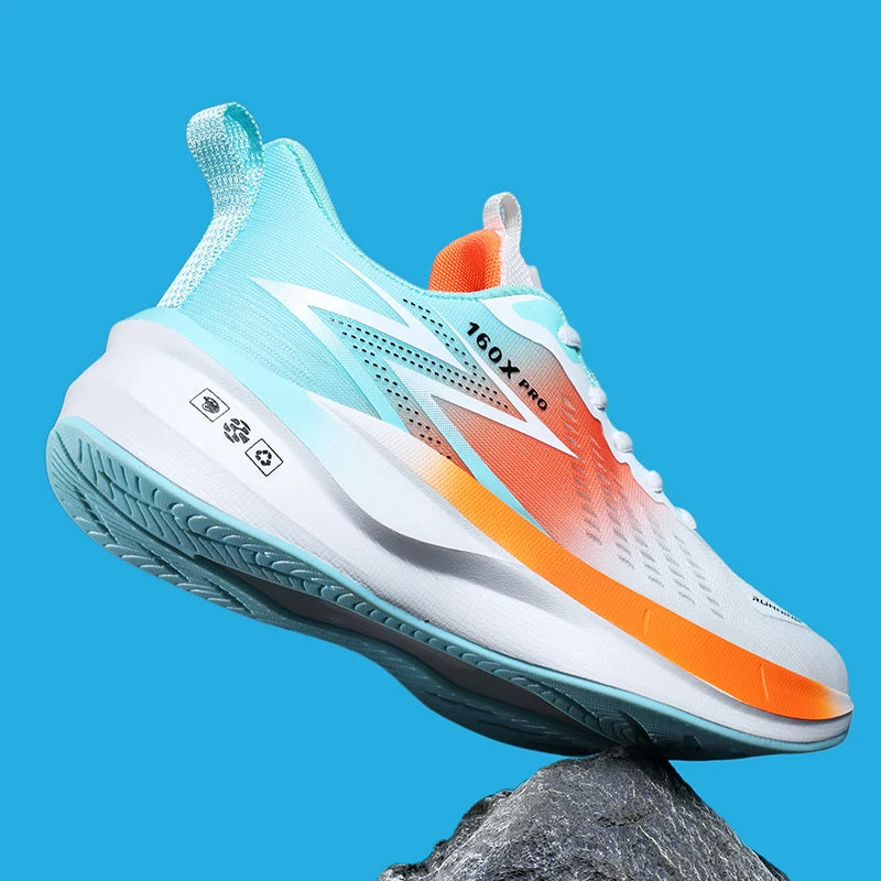 Chaussures de course à semelle en carbone pour hommes, chaussures de sport à coussinets souples, absorbant les chocs, baskets unisexes, chaussures d'entraînement légères antidérapantes