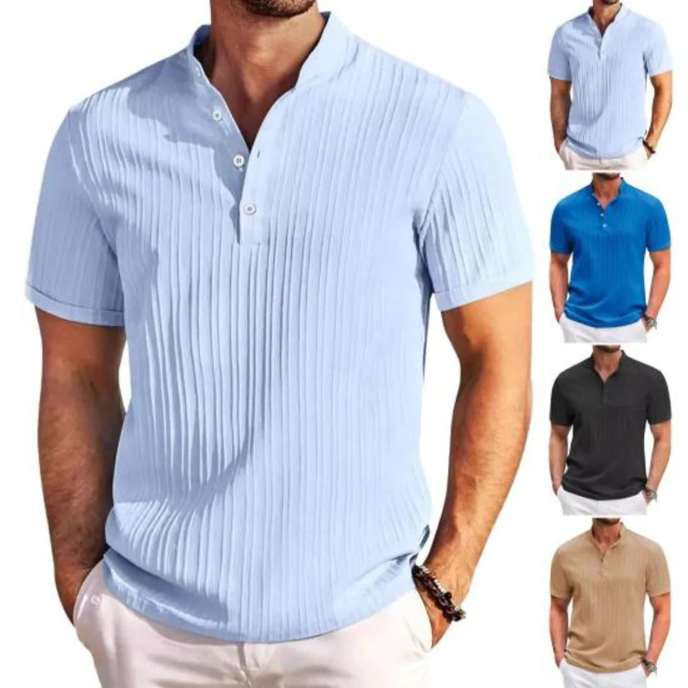 Chemise hawaïenne rétro en coton et lin pour hommes, décontractée, ample, avec boutons sportifs à col montant, nouvelle collection 2025