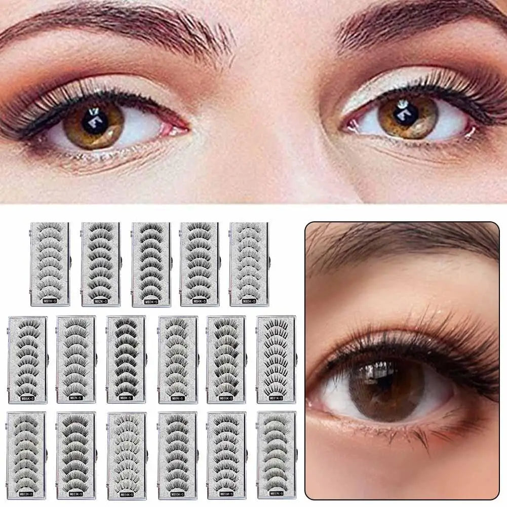 Cils magnétiques naturels 3D, avec 5 cils magnétiques, boîte d'expédition, faux cadeau fait à la main, Support réutilisable, goutte Magne T6N2