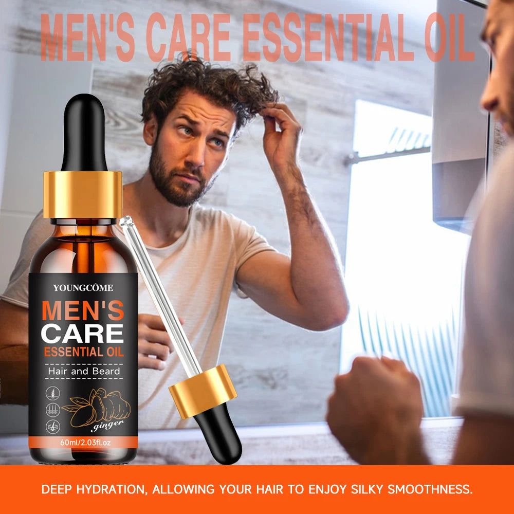 Huile essentielle de barbe pour hommes, augmente l'hydratation, douce, nourrissante, épaisse pour le toilettage des cheveux, soins du visage, huile de croissance de la barbe