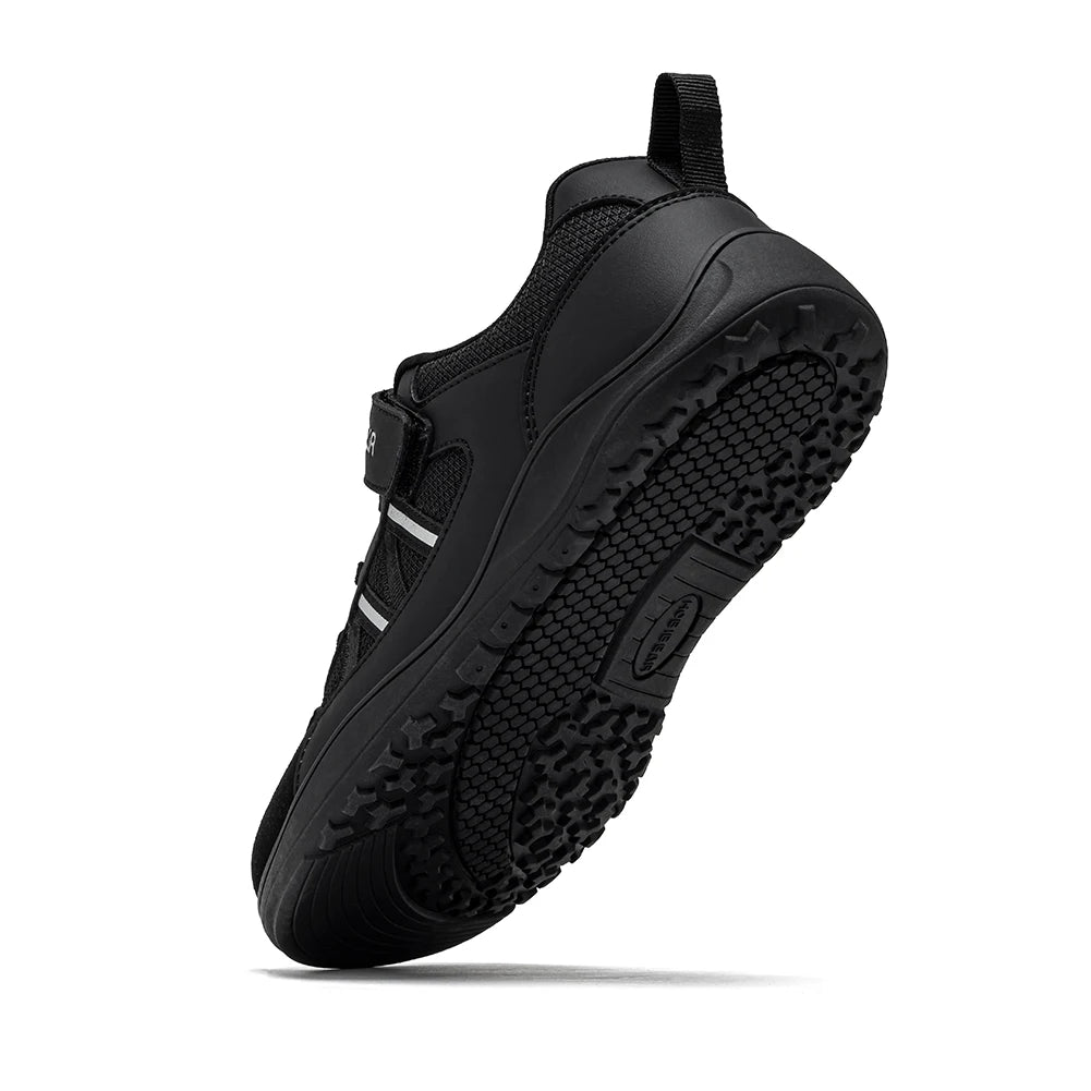 HOBIBEAR Chaussures larges pour enfants, baskets légères en cuir synthétique à scratchs, style pieds nus, zéro drop, pour la marche