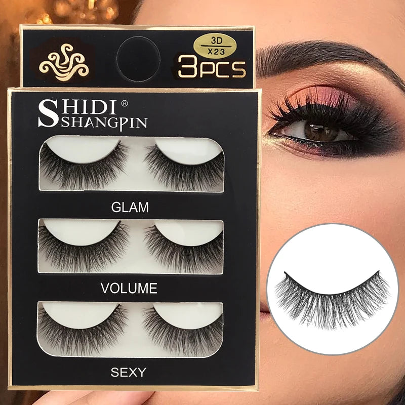 Faux Cils Naturels Longs en Vison 3D, Souples et Moelleux, fissuraminants, Faits à la Main, Outils de Maquillage pour les Yeux, 3 Paires