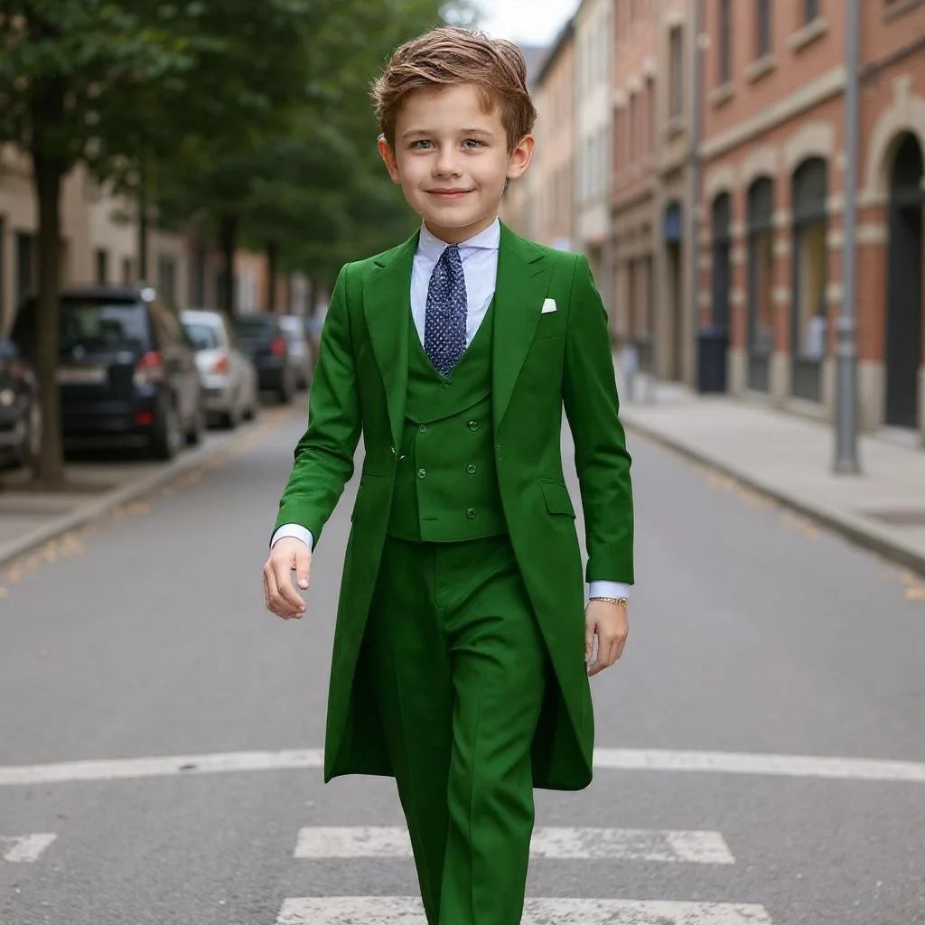 Ensemble de costumes formels pour garçons de 3 à 16 ans, 3 pièces, smoking à fleurs pour mariage, tenue de fête pour hommes, costume pour enfant, Blazer, pantalon, gilet