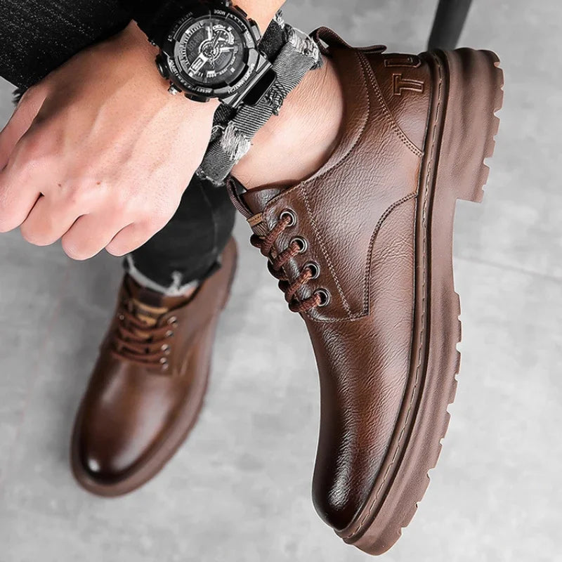 Chaussures en cuir décontractées pour hommes, chaussures De styliste tendance à plateforme assorties avec tout, chaussures d'affaires respirantes en cuir Zapatos De Hombre