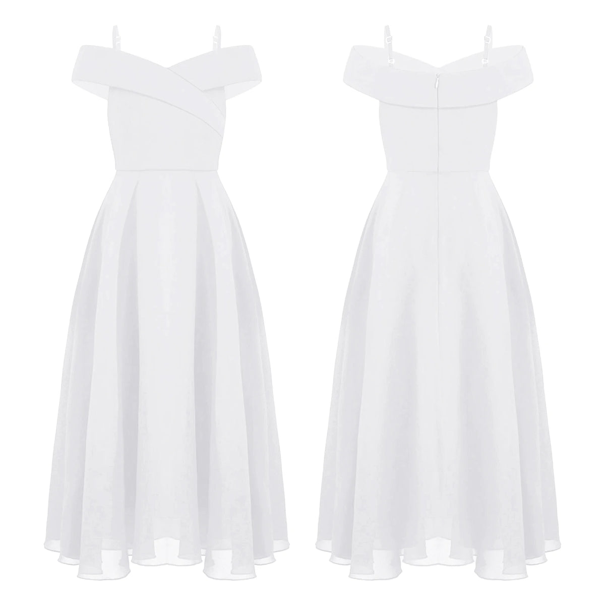 Robe de soirée élégante en mousseline de soie pour filles, épaules dénudées, bretelles Spaghetti réglables, longueur au sol, robe Maxi pour mariage, soirée d'anniversaire
