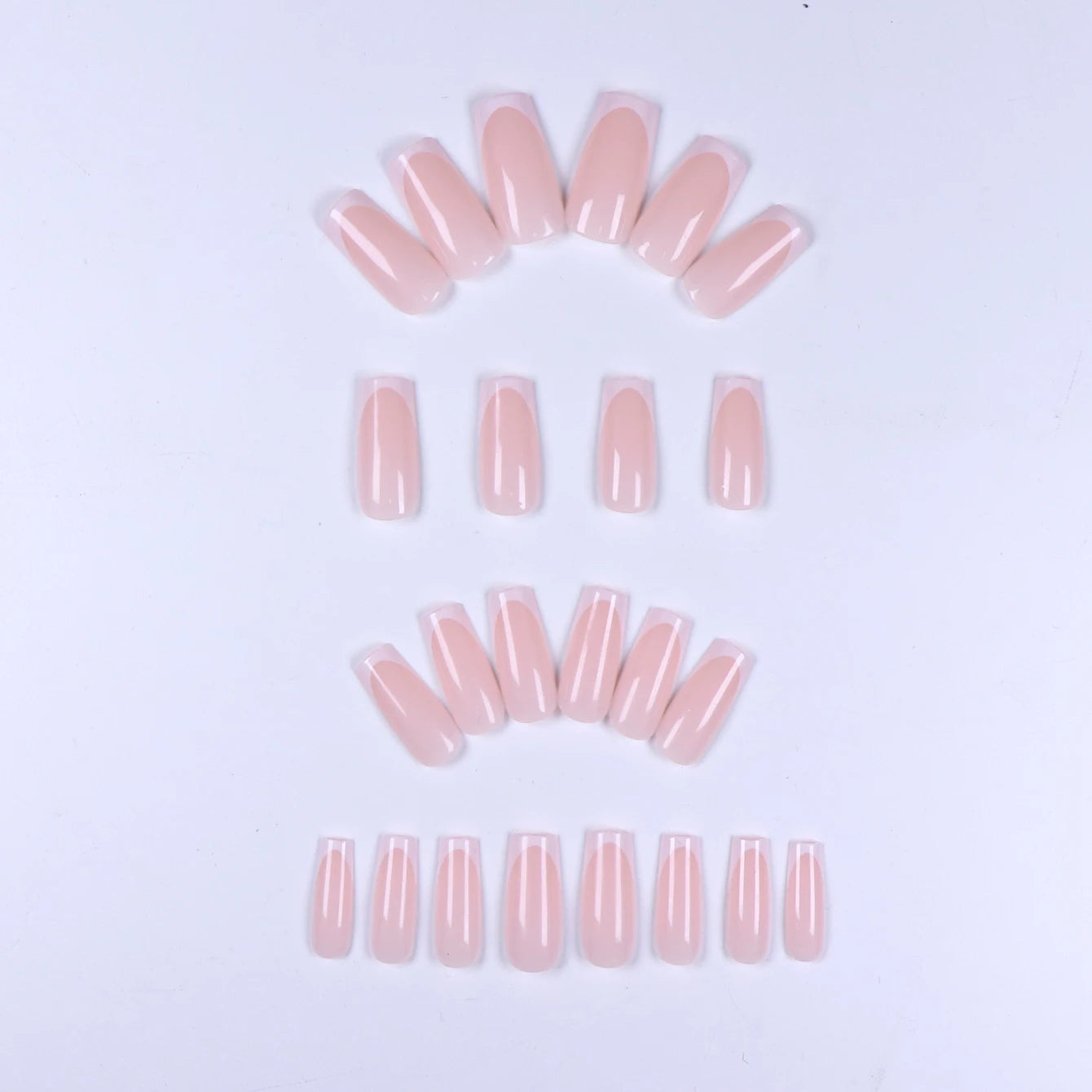 24 pièces Explosions en Europe et en amérique longs tuyaux d'eau blanc français rectangulaire ongles faux ongles
