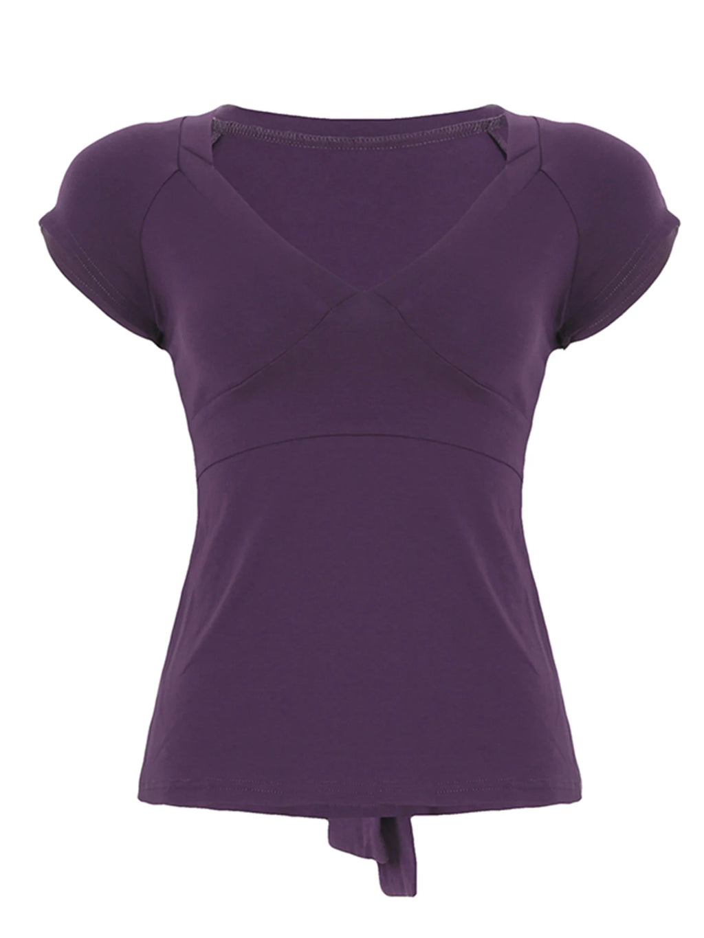 [RUOKE] T-shirt vintage slim fit à col en V pour femme, manches courtes, style bandage, décontracté, basique, crop top, polyvalent, pour le quotidien, printemps-été