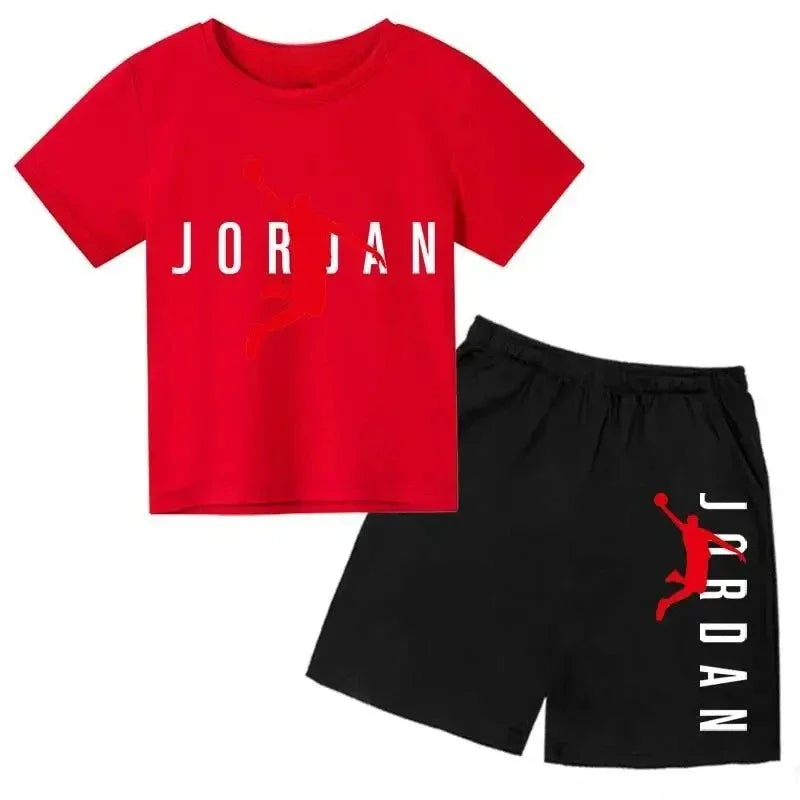 Ensemble 2 pièces T-shirt à manches courtes et short imprimé lettres Summer Brand pour garçons et filles – Tenue décontractée et tendance pour enfants