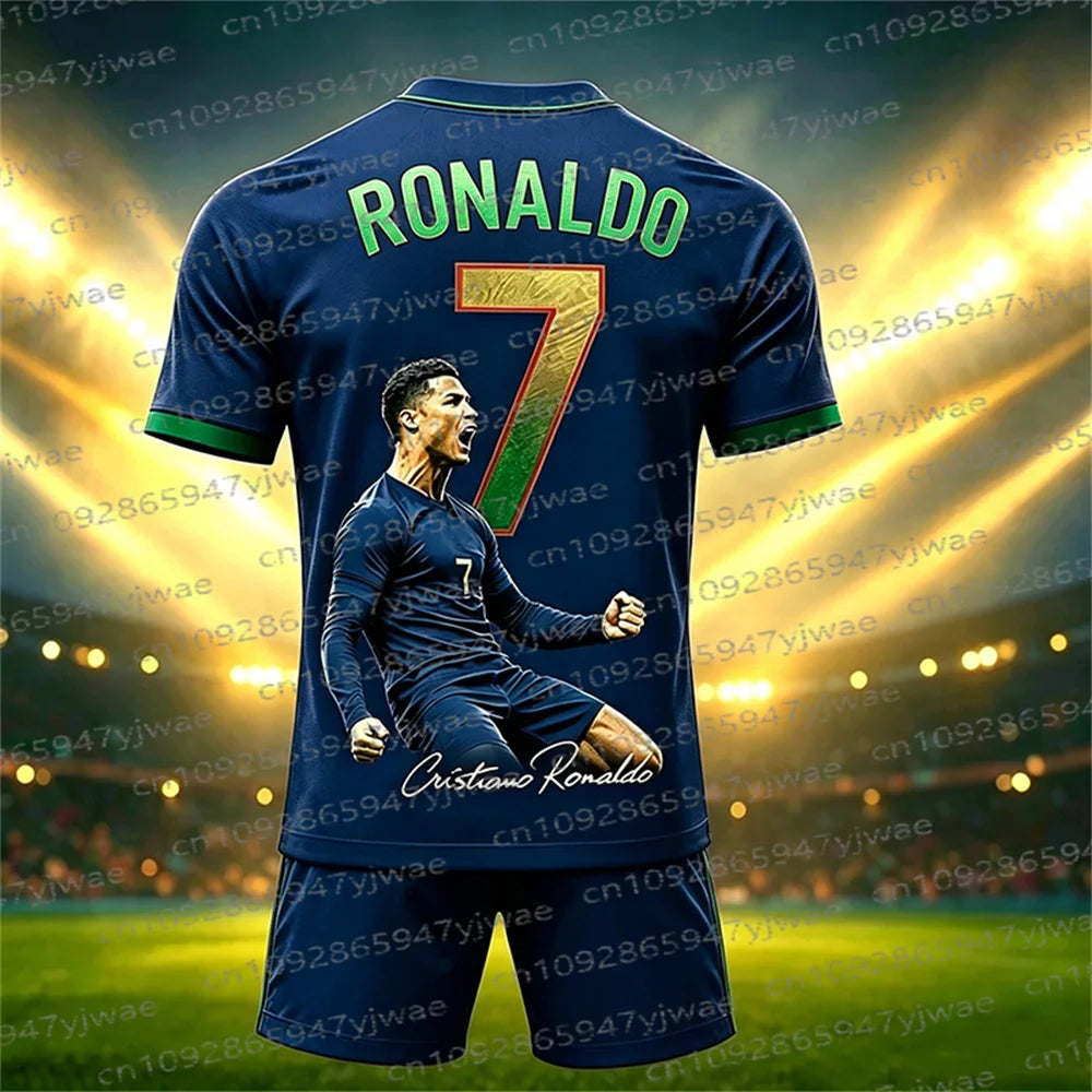 Ensemble maillot et short de football édition spéciale Ronaldo N°7 pour femme, homme et enfant – Tenue de sport décontractée Harajuku d'été – Ensemble 2 pièces