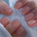 Faux ongles détachables à paillettes de Ballet simples, 24 pièces, avec dégradé rose, carré français, à pression, couverture complète courte, pointes d'art