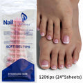 Faux ongles français à pression pour orteils, 120 pièces, en acrylique, amovible, ultra-fin, couverture complète, artificiel, pointe d'art des ongles
