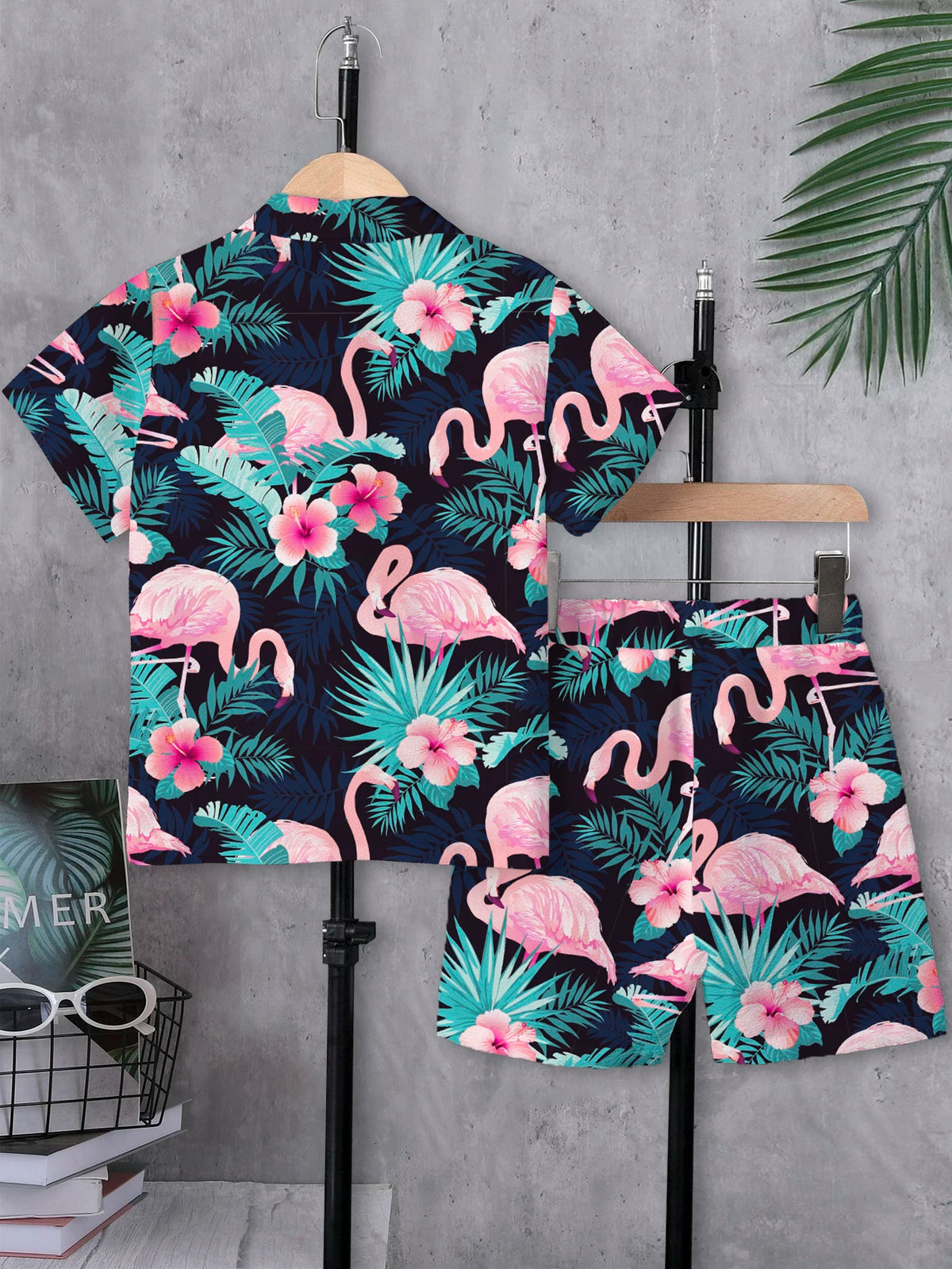 Ensemble chemise à manches courtes et short pour garçons, style vacances hawaïennes, pour les vacances à la plage, tenue décontractée d'été