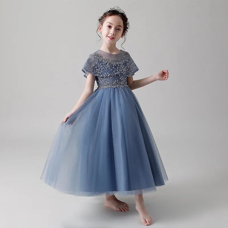 Robe de princesse bouffante pour filles, longue robe de soirée brodée, vêtements de bal de vacances pour filles, pour Eid, 2025