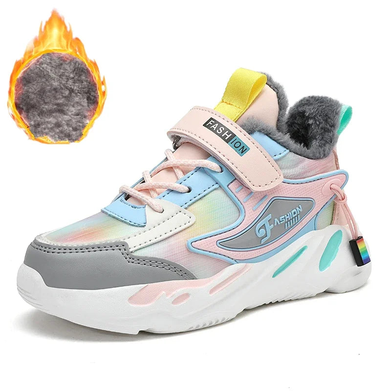 Chaussures décontractées en fourrure chaude pour filles, baskets épaisses de princesse, mignonnes pour enfants, été, hiver, 3, 5, 6, 7, 8