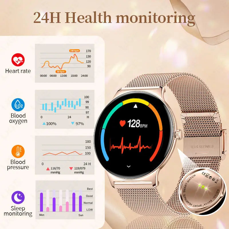Nouvelle Montre Connectée Ultra-Mince 7,9 mm 2026 pour Femme avec Suivi de Santé, Affichage Permanent, Plus de 100 Modes Sportifs et Appel Bluetooth