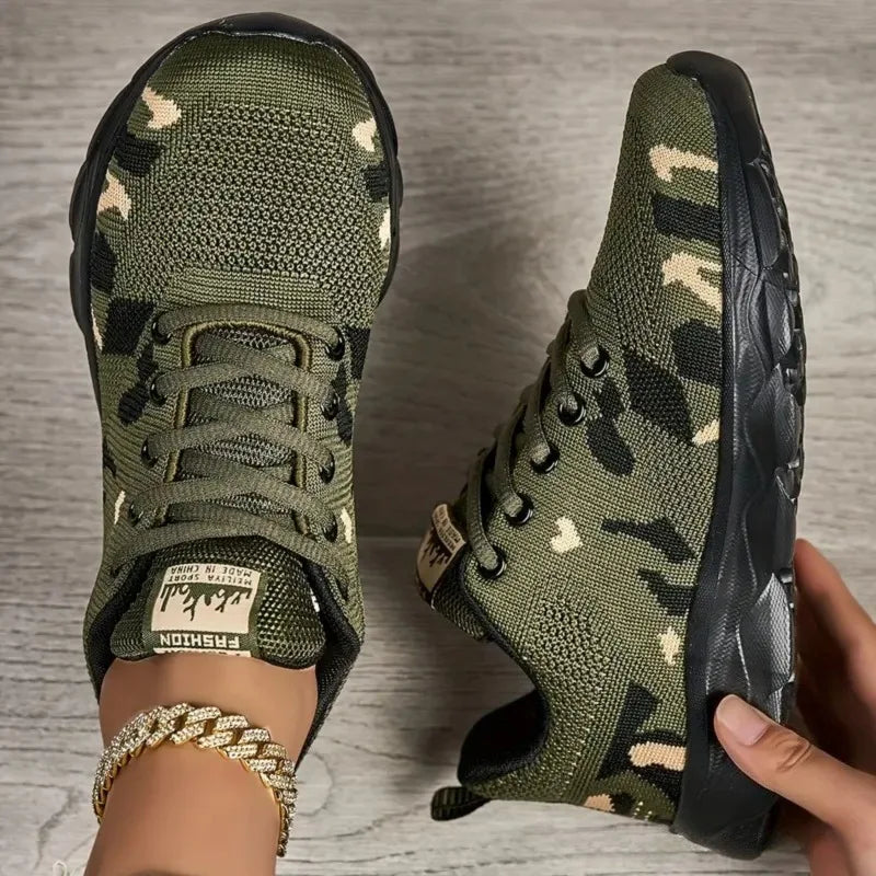 Chaussures de sport en mesh camouflage pour hommes, chaussures décontractées durables pour hommes, chaussures antidérapantes pour le tennis, la randonnée en plein air, baskets légères et plates