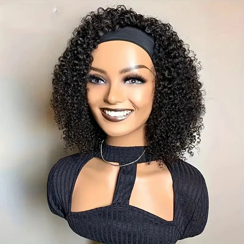 Perruque Brésilienne Naturelle Remy Crépue Bouclée, Cheveux Courts, Faite à la Machine, pour Femme Noire