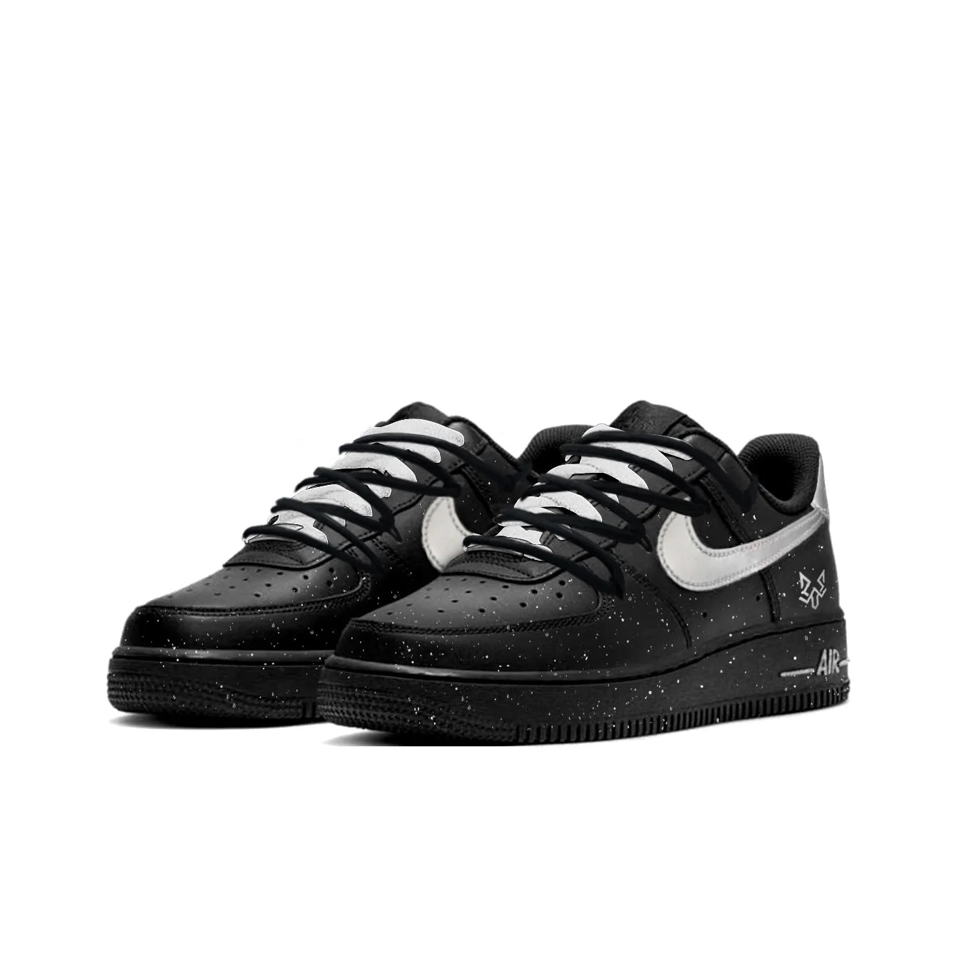 Nike Air Force 1 Galaxy Time Chaussures de skateboard basses résistantes à l'abrasion Unisexe Noir Argent