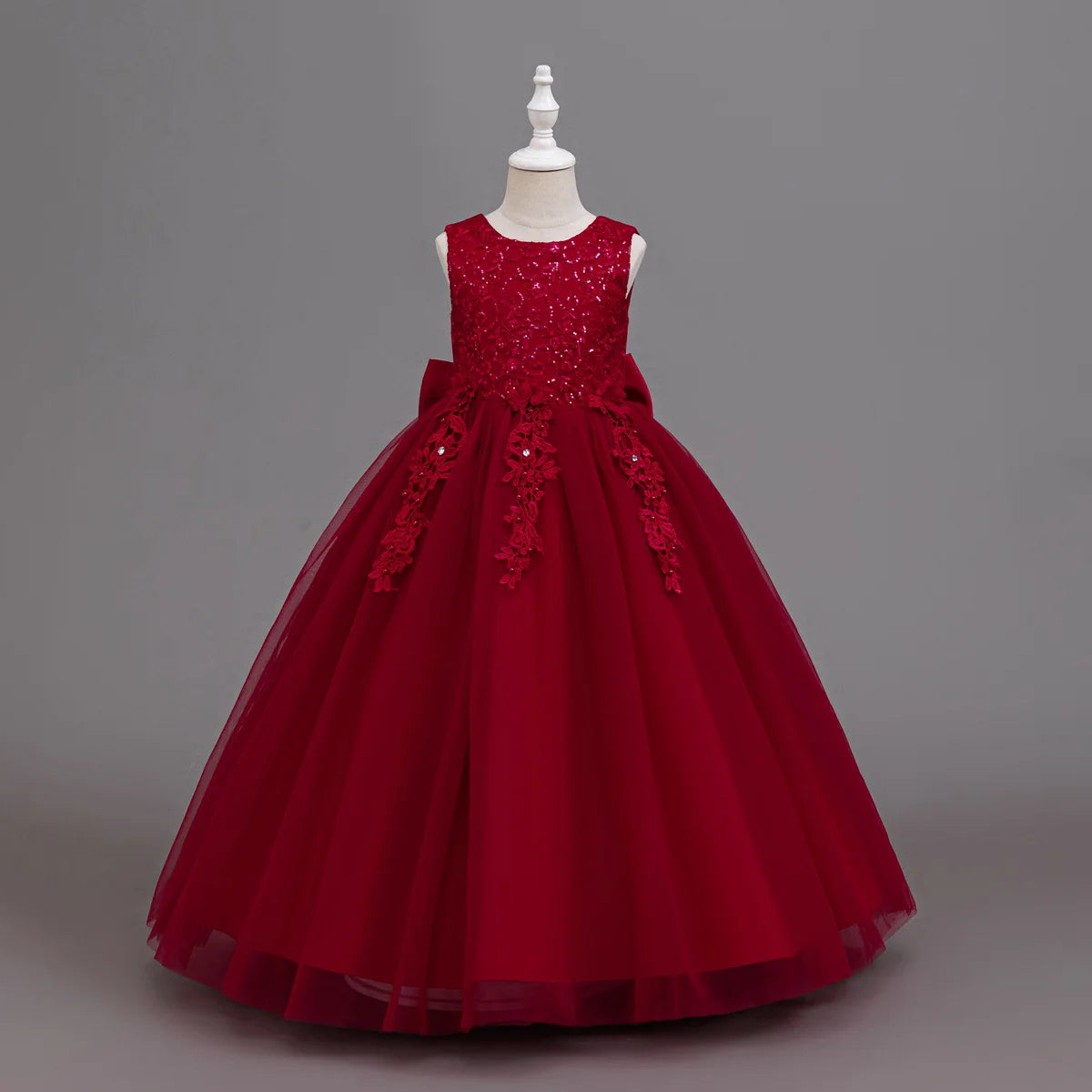 Nouvelle robe de demoiselle d'honneur pour fête d'anniversaire, robe de soirée adaptée aux filles de 4 à 12 ans, robe en tulle et dentelle pour enfants