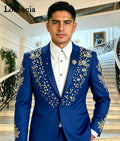 Costume de luxe pour homme 2 pièces, revers châle, coupe ajustée, smoking formel d'affaires, broderie de cristaux, blazer et pantalon de mariage, bikini personnalisé