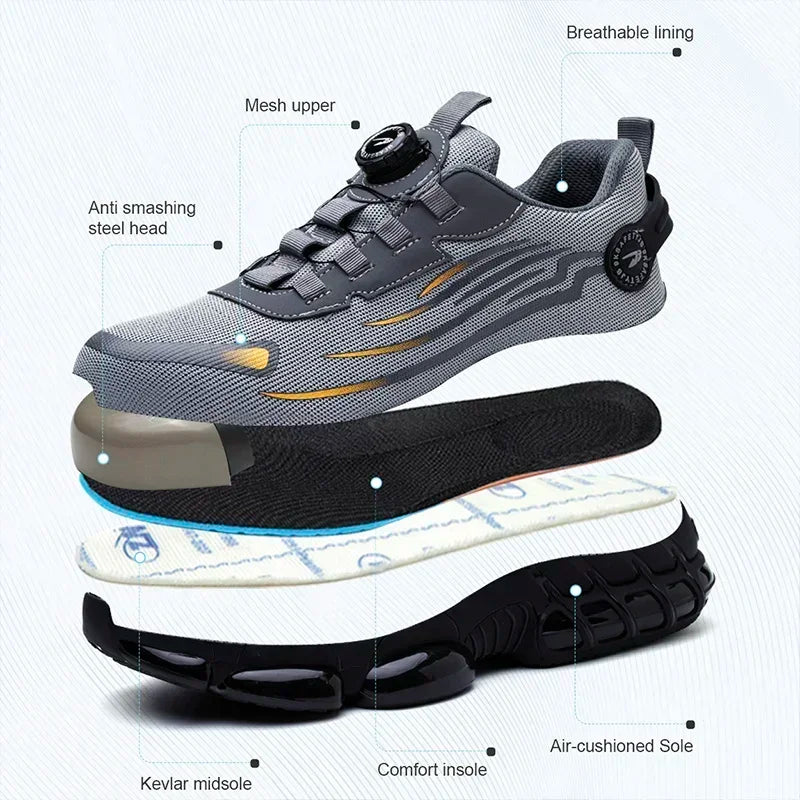 Chaussures de sécurité pour hommes, bottes de Protection élastiques, chaussures décontractées à la mode, respirantes, Protection contre les odeurs, chaussures de travail pour hommes