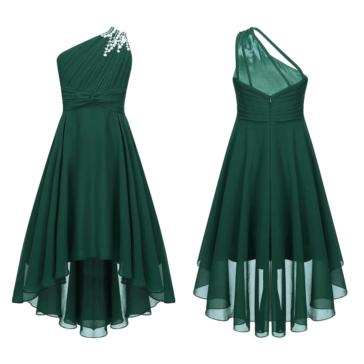 Robe d'été en mousseline de soie pour filles, tenue de princesse à paillettes, asymétrique épaule dénudée, sans manches, robe Maxi de demoiselle d'honneur junior, robes de fête de mariage