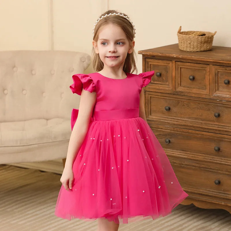 Robe de princesse en maille pour filles, tenue de princesse Simple et exquise, sans manches, légère et polyvalente, tendance, rétro, élégante