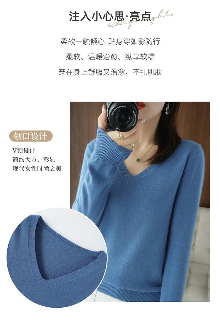 Pull femme 2025 automne hiver pulls tricotés col en v coupe ajustée chemise à bascule solide doux tricots pulls de base