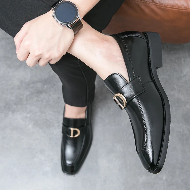 Mocassins pour hommes en PU à talon bas, chaussures professionnelles classiques confortables pour hommes d'affaires, taille 38-46
