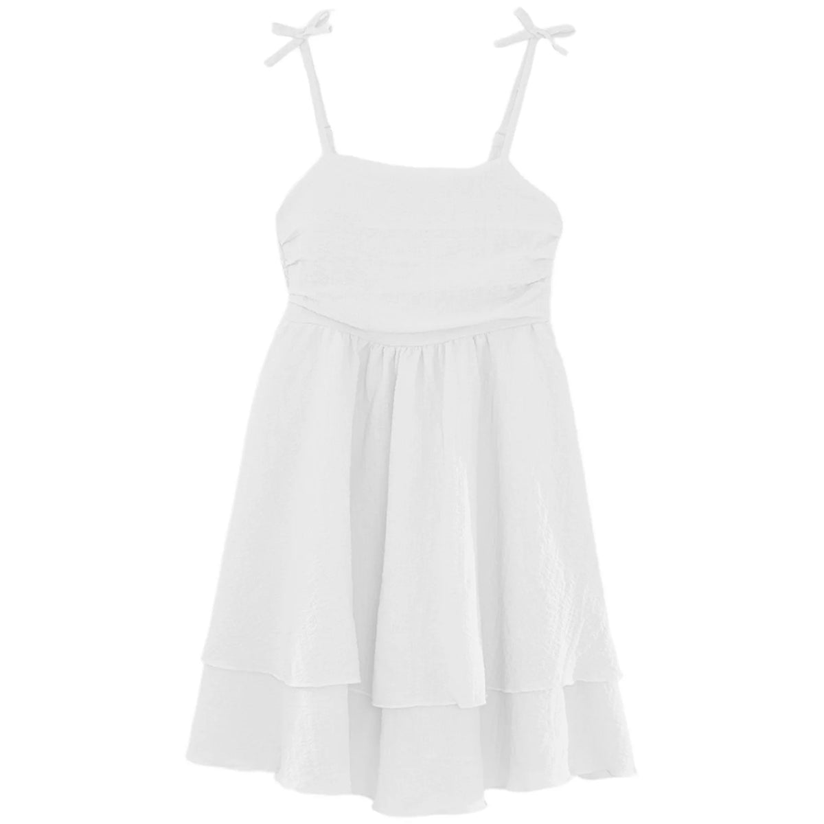 Robe d'été à bulles bouffantes pour enfants filles, bretelles Spaghetti, sans manches, ourlet fluide à volants, robe de princesse pour fête sur la plage et vacances