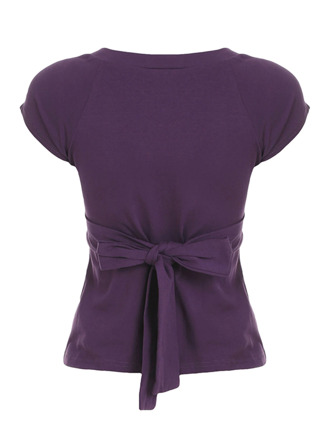 [RUOKE] T-shirt vintage slim fit à col en V pour femme, manches courtes, style bandage, décontracté, basique, crop top, polyvalent, pour le quotidien, printemps-été