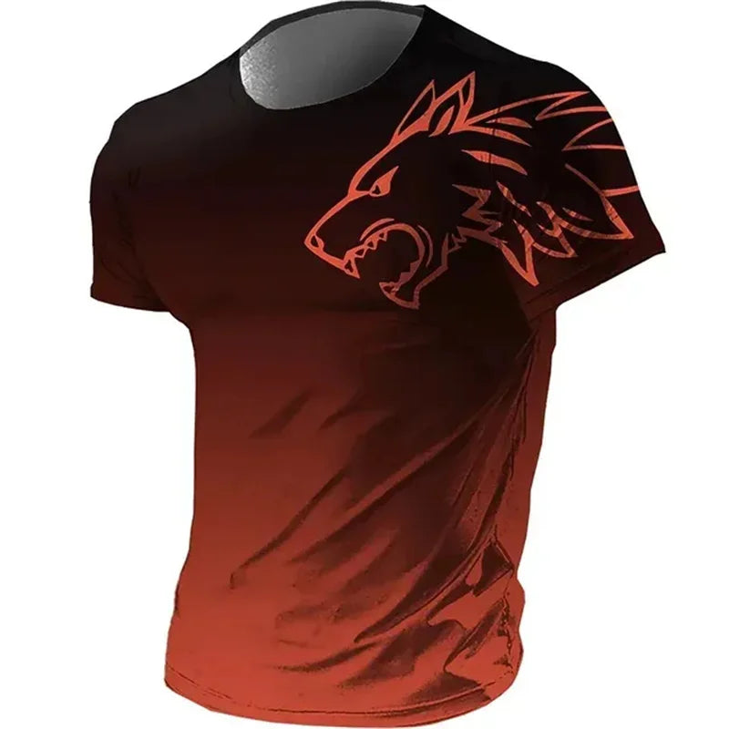 T-shirts pour hommes fitness vêtements de sport 2024 été Vintage hommes 3d imprimé séchage rapide dégradé T-shirt Animal loup à manches courtes